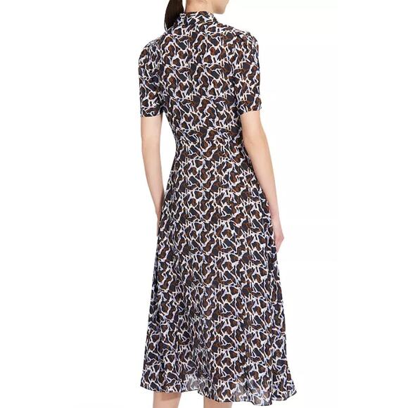 THEORY Jasper Silk Midi Shirt Dress Size 2 A-line Business Casual Short Sleeve - Picture 11 of 13